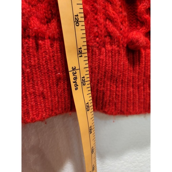 J.Crew Red Cable Knit Sweater Small Lambswool Blend Textured Crewneck - Picture 7 of 7